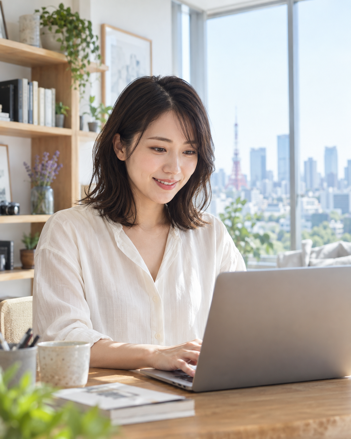 ノートパソコンで作業する動画クリエイター