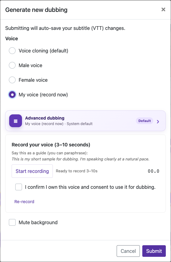 Record 3–10 seconds — Desktop