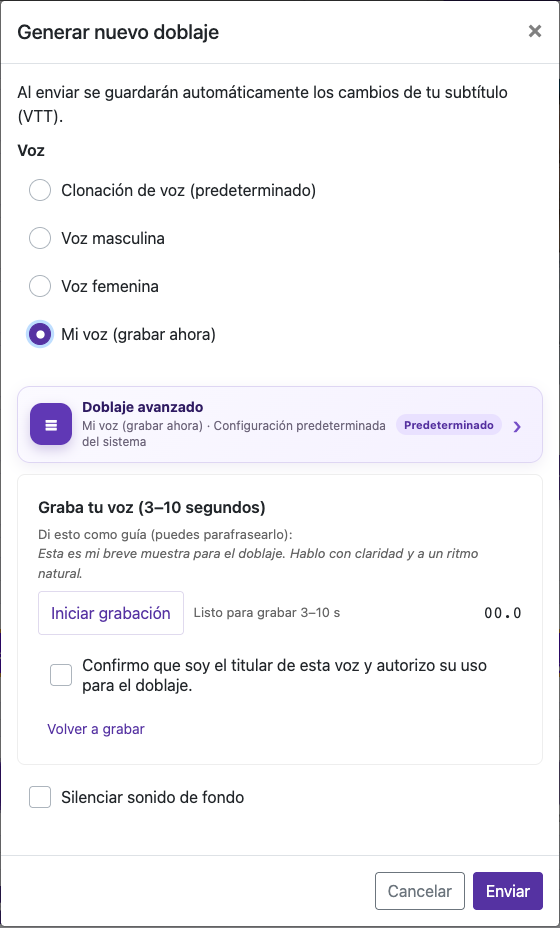 Graba 3–10 segundos — Ordenador