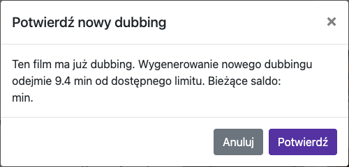 Przykład ponownego generowania dubbingu — Komputer