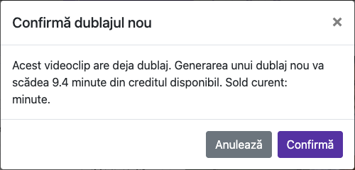 Exemplu de regenerare a dublajului — Calculator