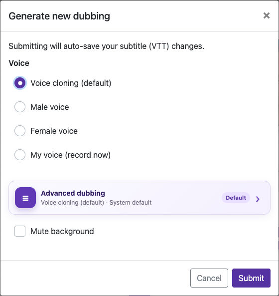 Open the voice choices — Desktop