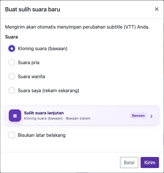 Buka pilihan sulih suara — Komputer