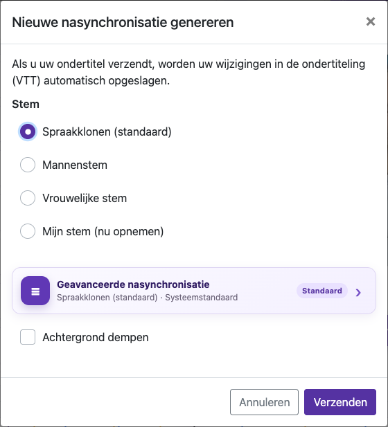 Open de nasynchronisatieopties — Desktop