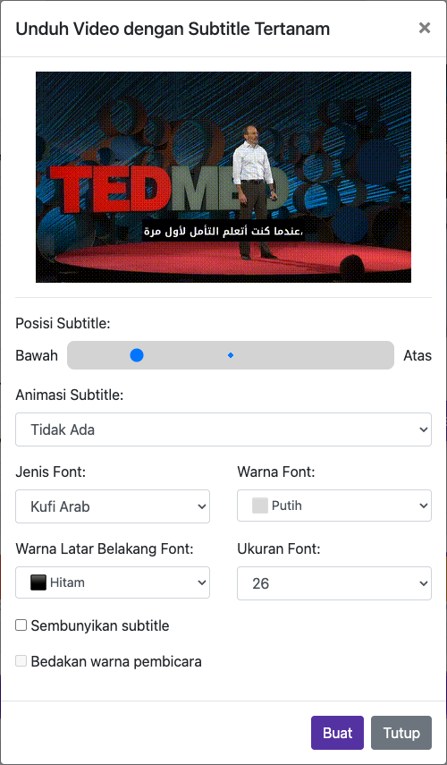 Atur tampilan takarir — Komputer