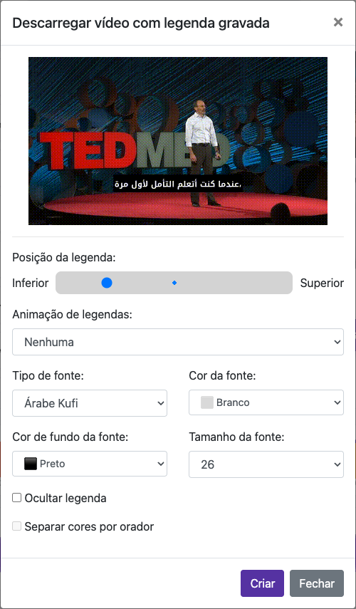 Defina a aparência das legendas — Computador