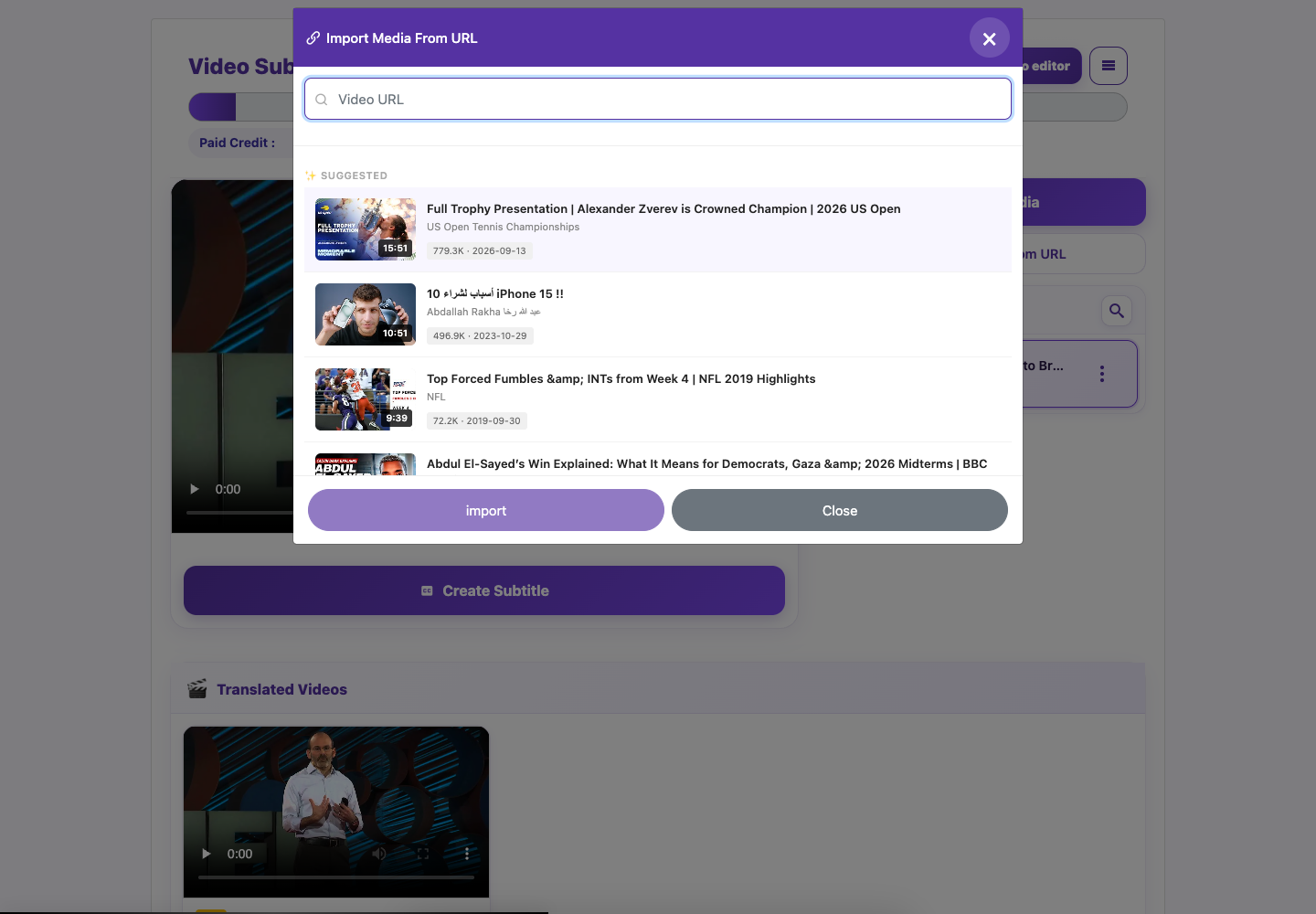 Import from a URL — Desktop