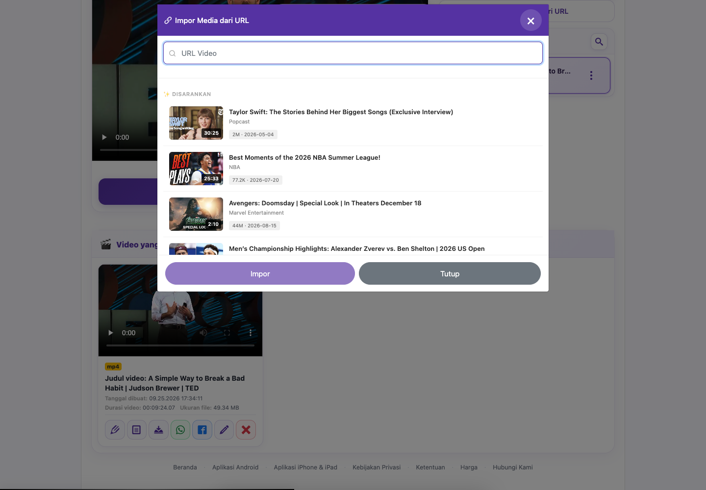 Impor dari URL — Komputer