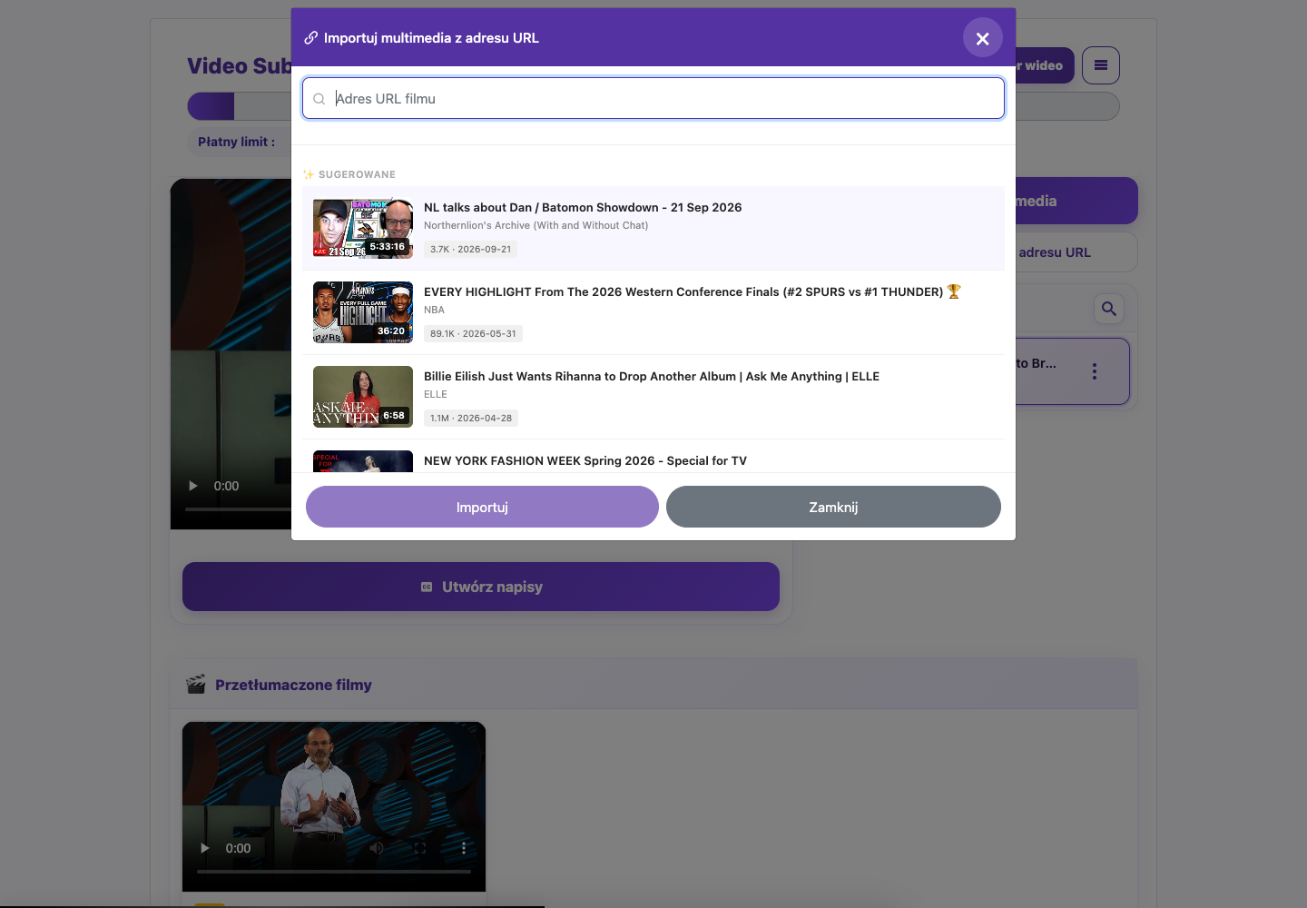 Import z adresu URL — Komputer
