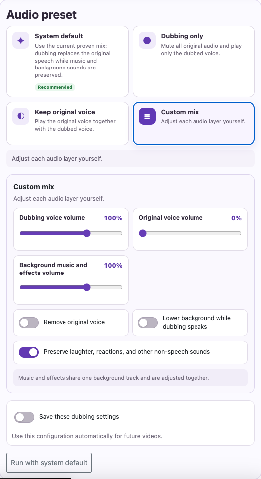 Adjust music and effects — Desktop