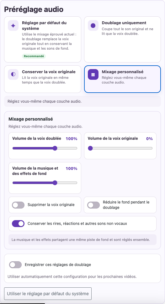 Régler la musique et les effets — Ordinateur
