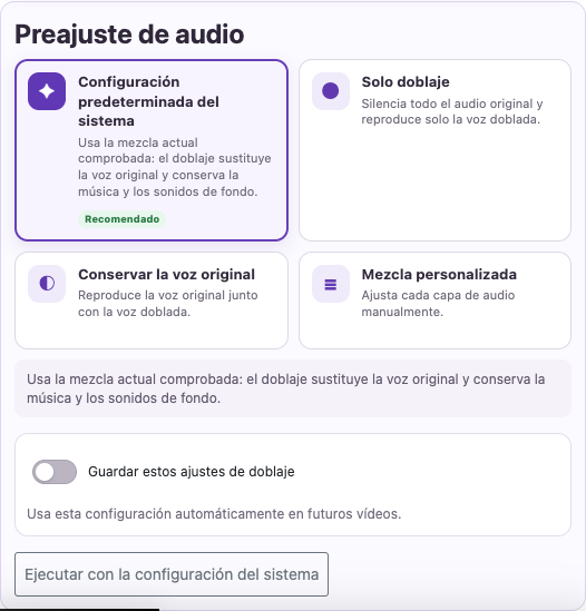 Selecciona una voz y una mezcla — Ordenador