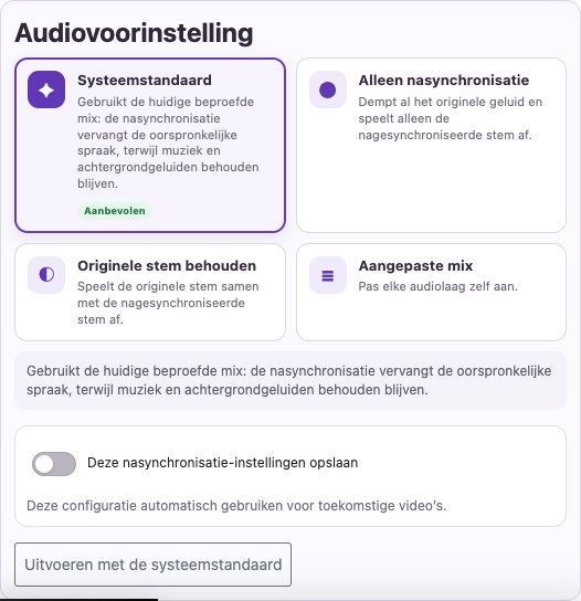 Selecteer een stem en mix — Desktop