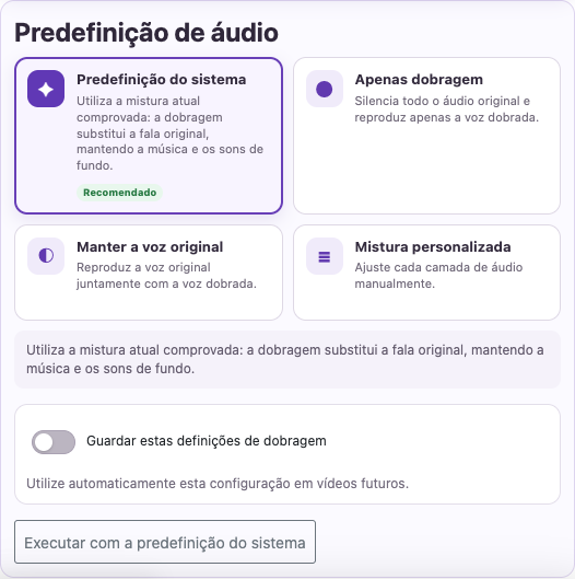 Selecione uma voz e uma mixagem — Computador