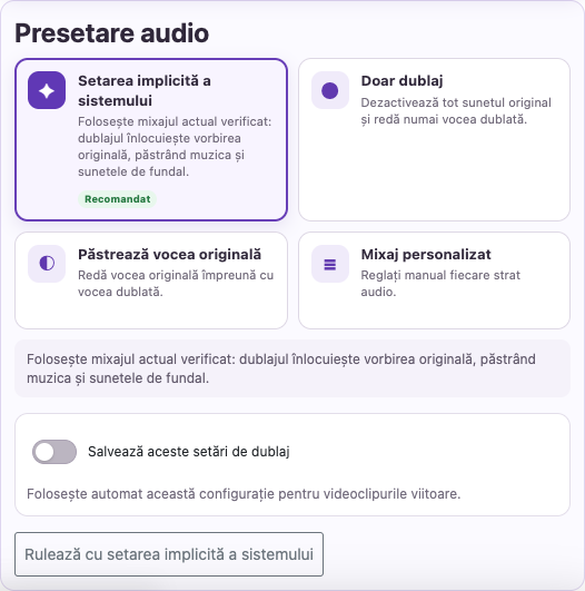 Deschide dublajul avansat — Calculator