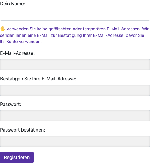 Daten eingeben — Desktop