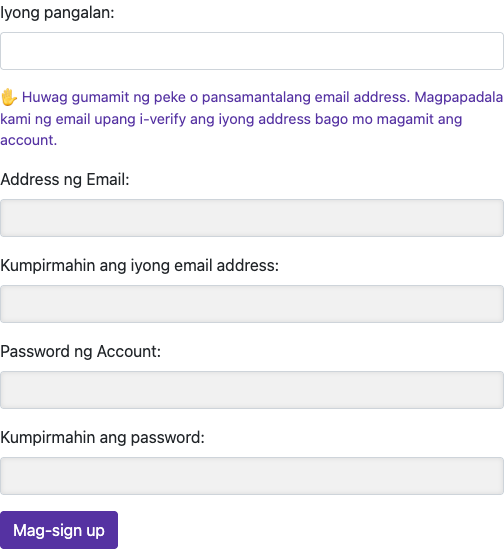 Ilagay ang iyong impormasyon — Computer