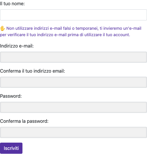 Inserisci i tuoi dati — Computer