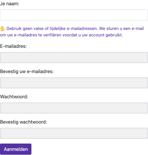 Vul uw gegevens in — Desktop