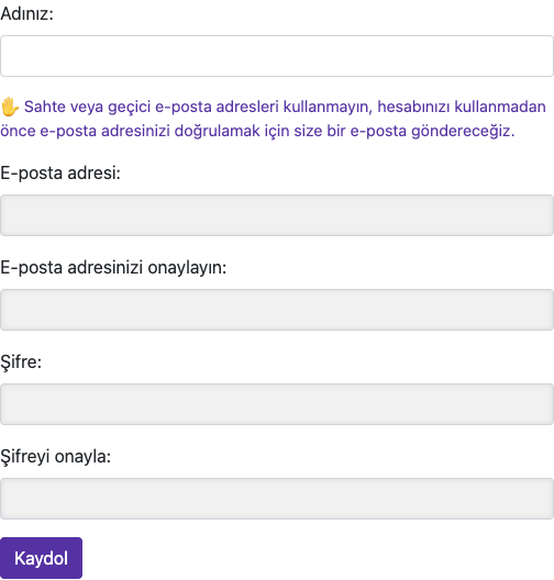 Bilgilerinizi girin — Bilgisayar