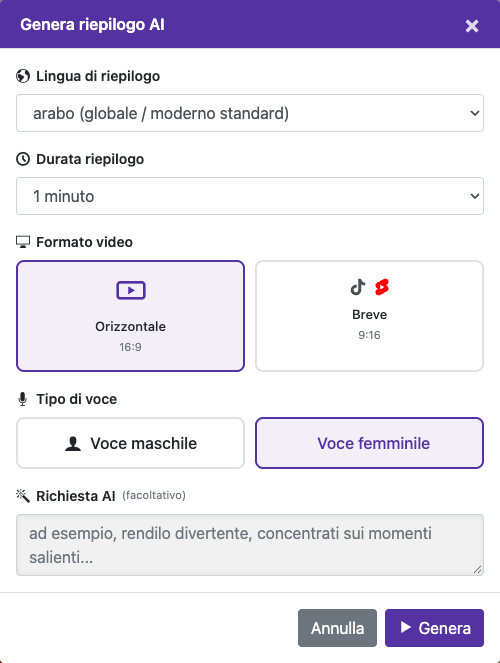 Scegli le opzioni del riepilogo — Computer