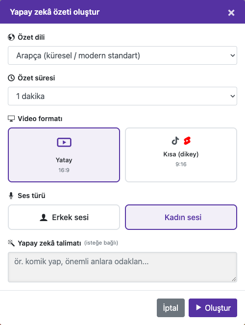 Özet seçeneklerini belirleyin — Bilgisayar