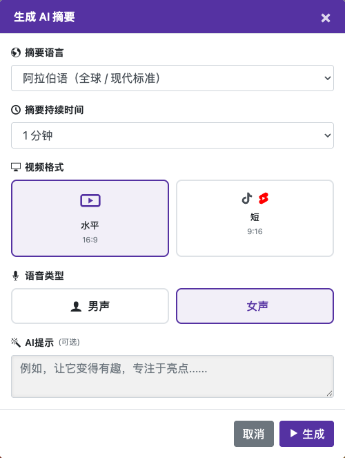 选择摘要选项 — 电脑