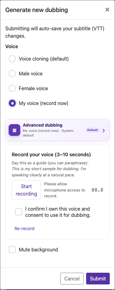 Record 3–10 seconds — Mobile