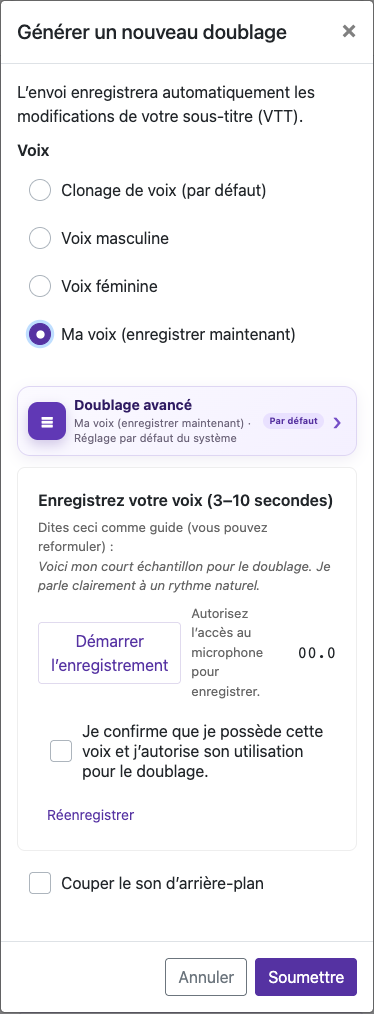 Enregistrer 3–10 secondes — Mobile