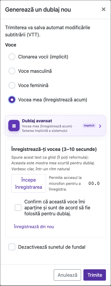 Înregistrează 3–10 secunde — Mobil