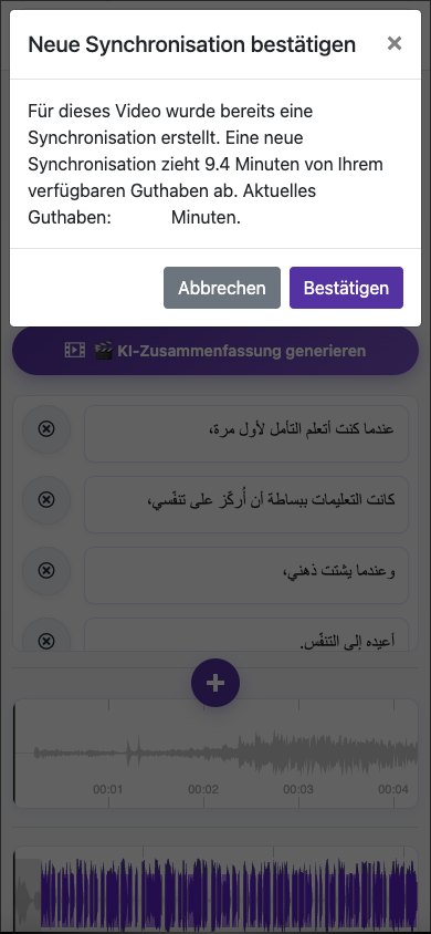 Beispiel einer erneuten Synchronisation — Mobil