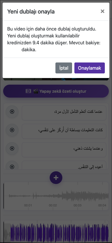 Dublajı yeniden oluşturma örneği — Mobil