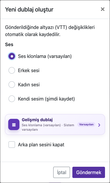 Dublaj seçeneklerini açın — Mobil