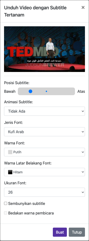 Atur tampilan takarir — Ponsel
