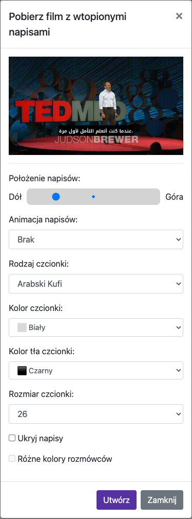 Ustaw wygląd napisów — Telefon