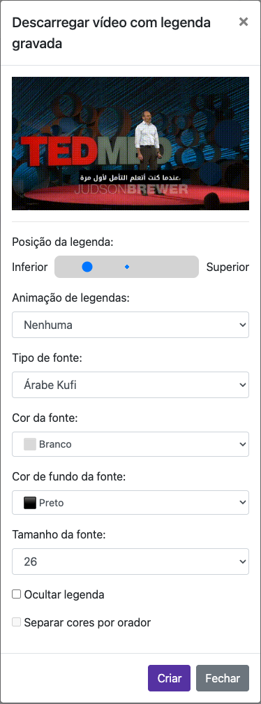 Defina a aparência das legendas — Celular