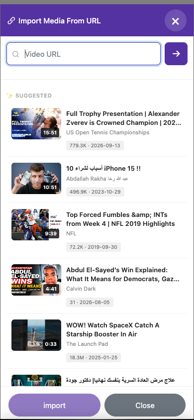 Import from a URL — Mobile