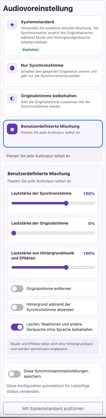 Musik und Effekte anpassen — Mobil