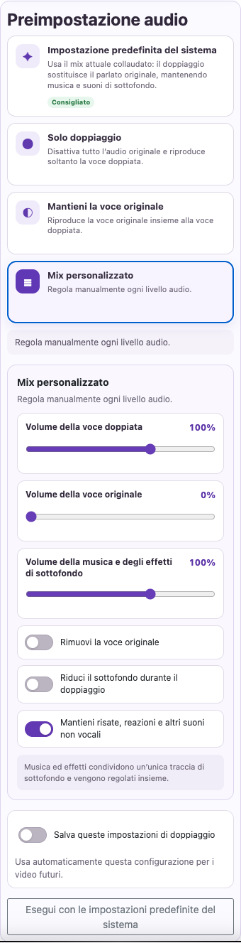 Regola musica ed effetti — Mobile