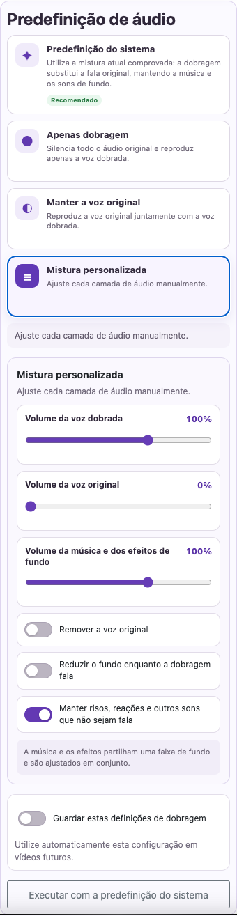 Ajuste música e efeitos — Celular