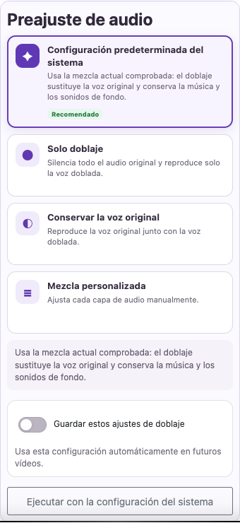 Selecciona una voz y una mezcla — Móvil