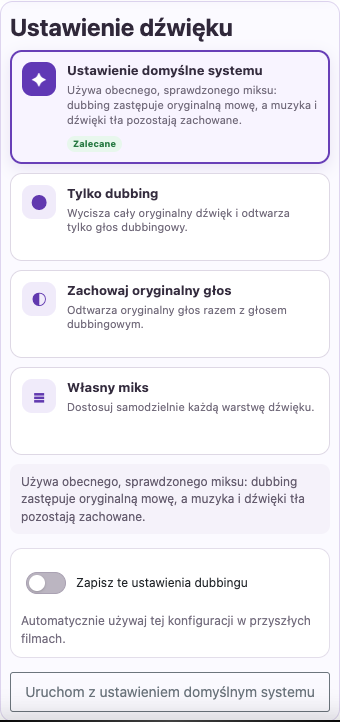 Wybierz głos i miks — Telefon