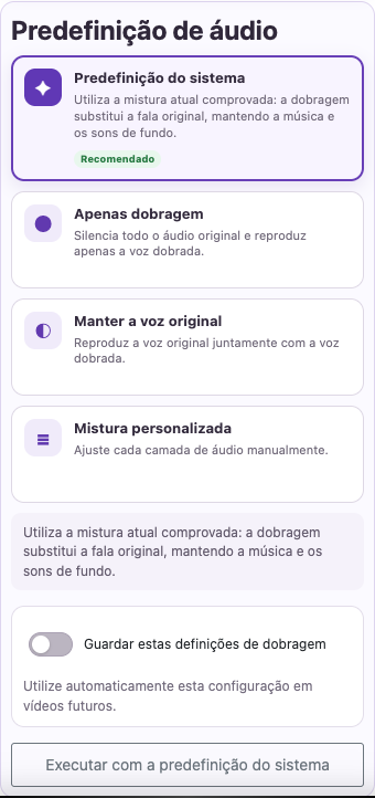 Selecione uma voz e uma mixagem — Celular