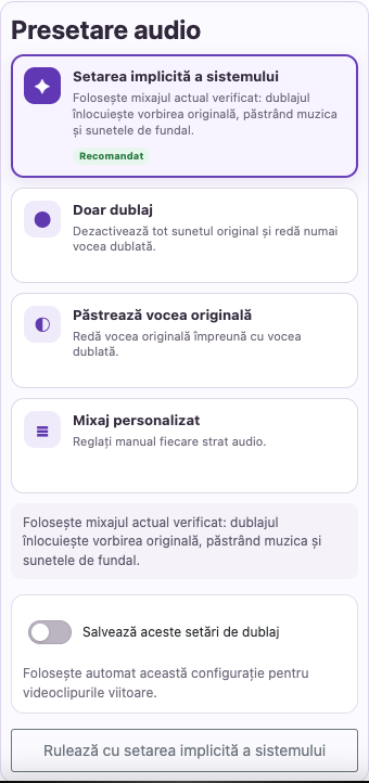 Deschide dublajul avansat — Mobil