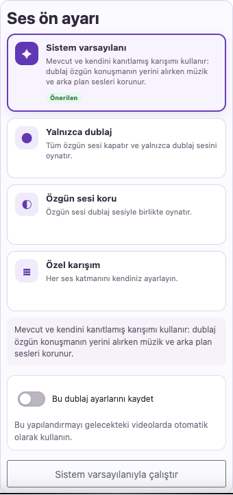 Bir ses ve karışım seçin — Mobil
