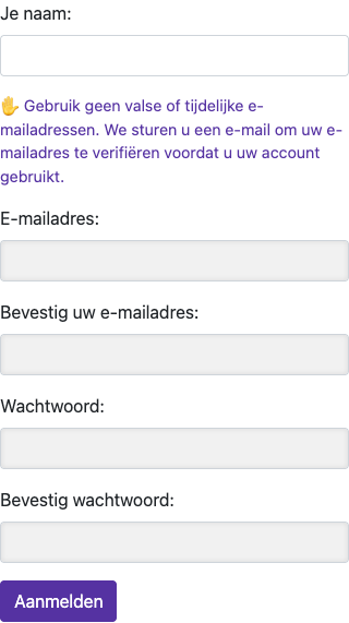 Vul uw gegevens in — Mobiel