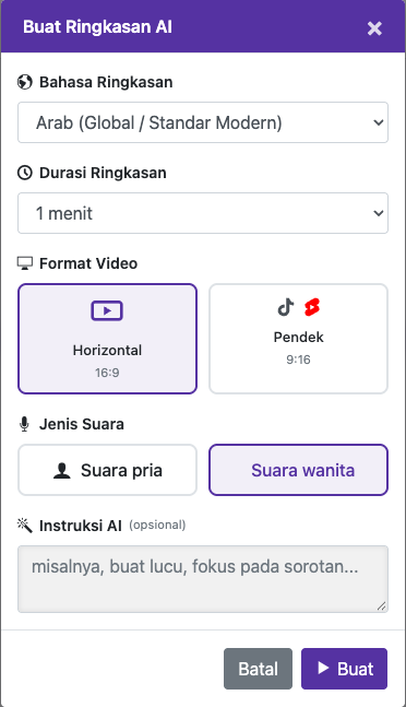 Pilih opsi ringkasan — Ponsel