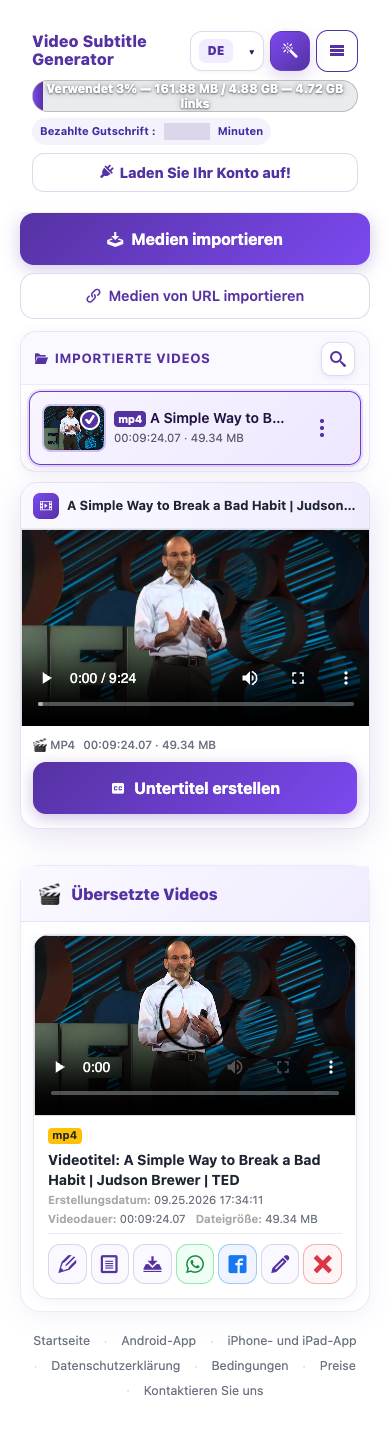 Verfügbares Guthaben prüfen — Mobil